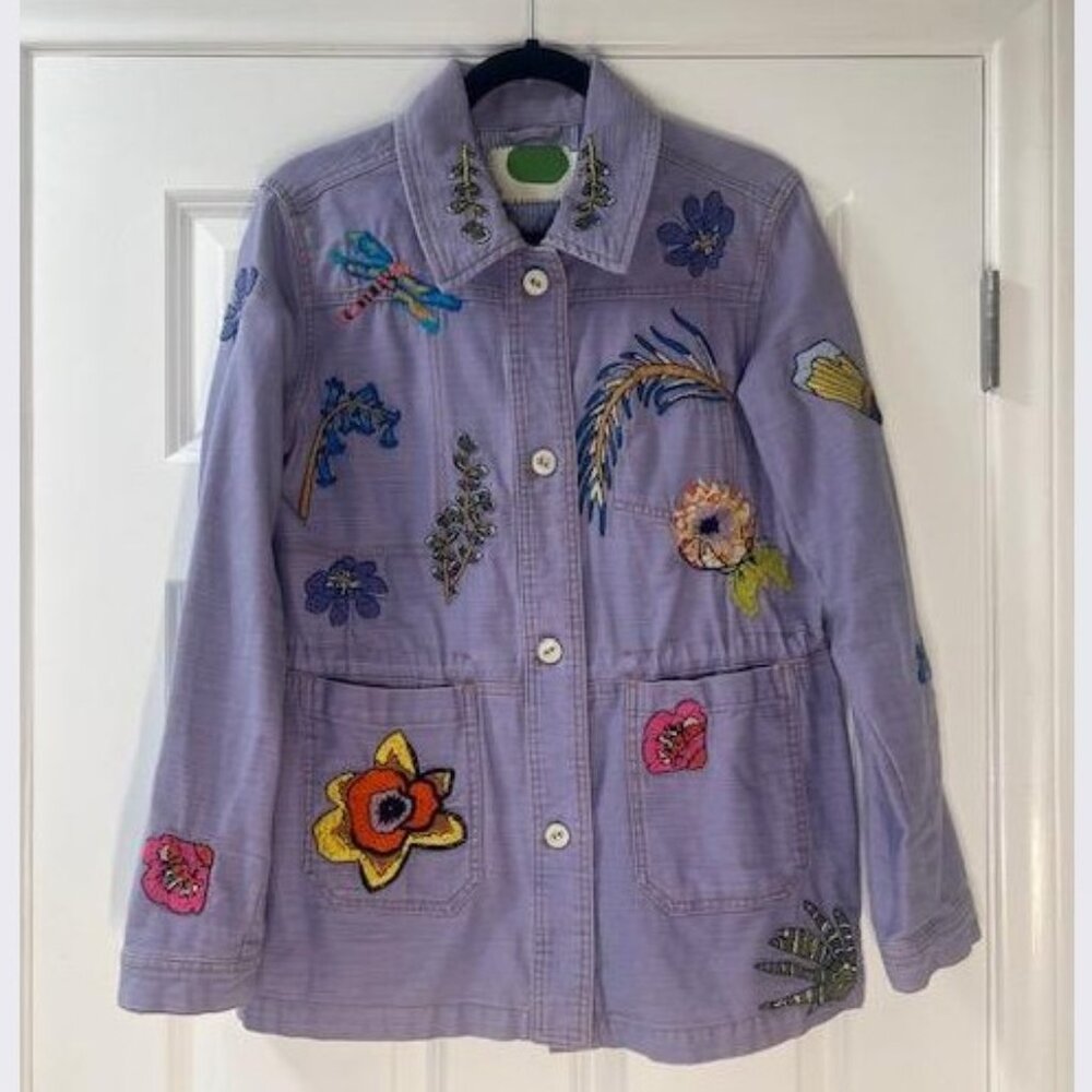 Anthropologie Embroidered Patch Jacket in Lavender – Size Small - NWOT - Picture 5 of 8